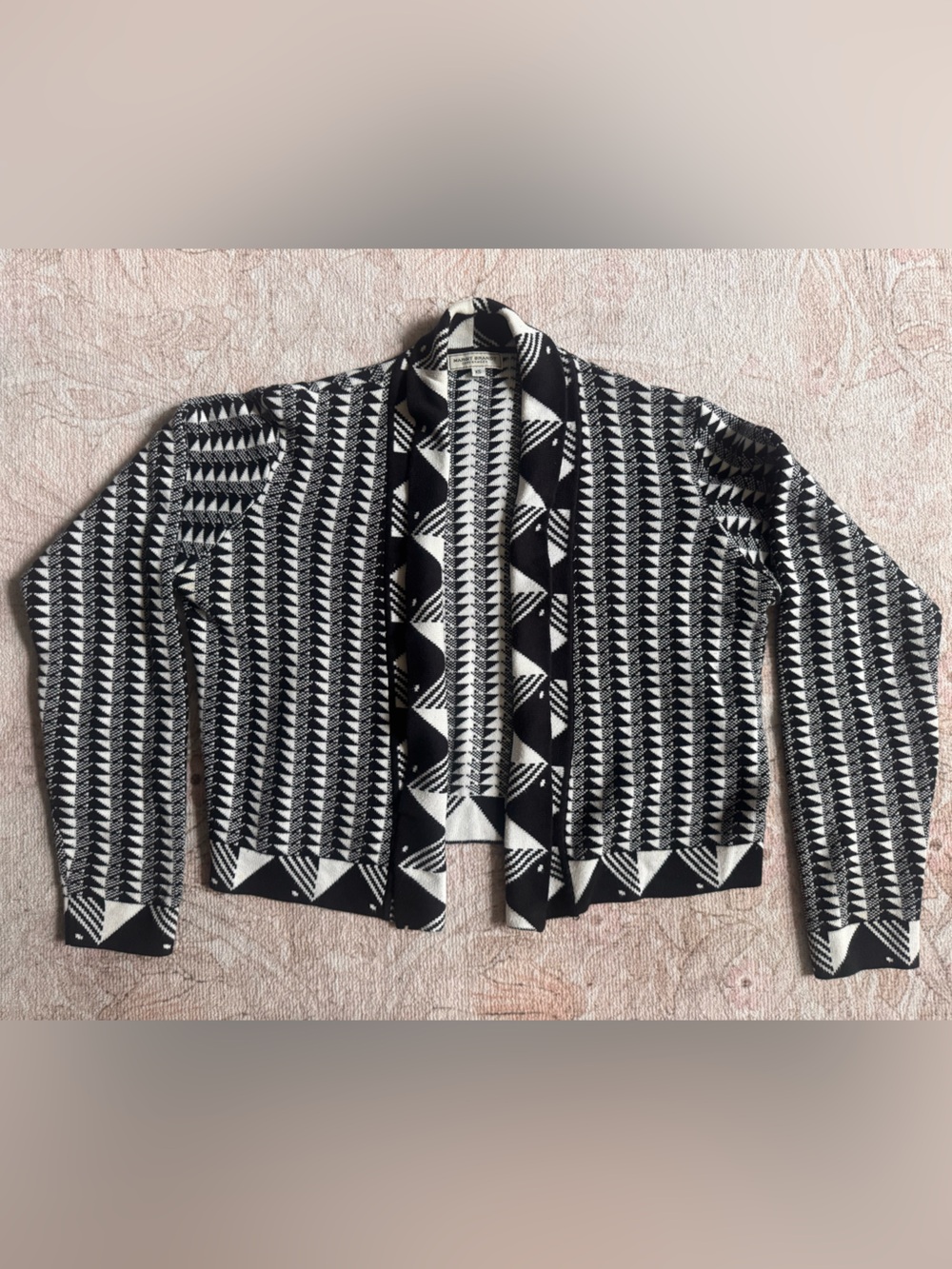 Black and White Geometric Knit Sweater